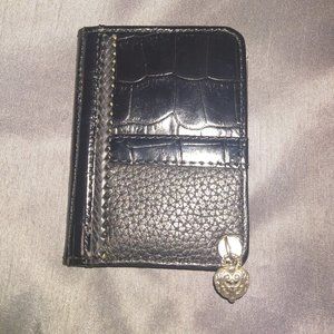 ❤️BRIGHTON Black Croc Pebbled Leather 10 ID Holder